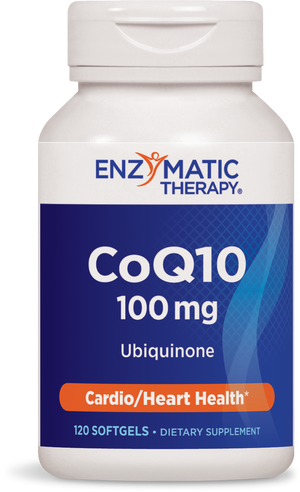 A bottle of Enzymatic Therapy CoQ10 100 mg