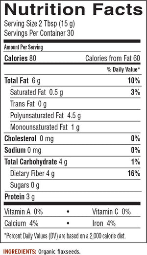 Nutrition Facts for Barleans Organic Forti-Flax™ Flaxseed