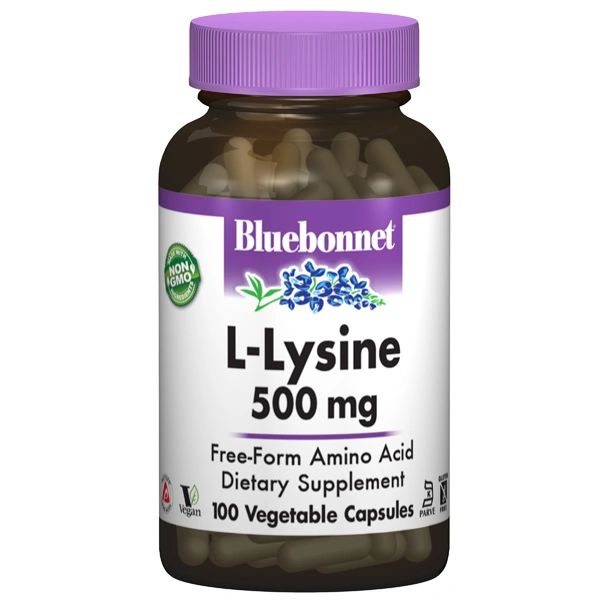 A bottle of Bluebonnet L-Lysine 500 mg