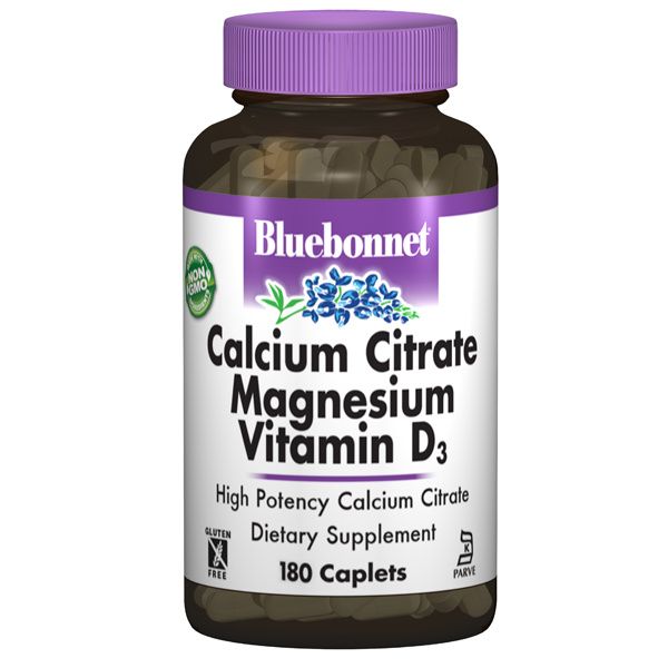 A bottle of Bluebonnet Calcium Citrate Magnesium Plus Vitamin D3