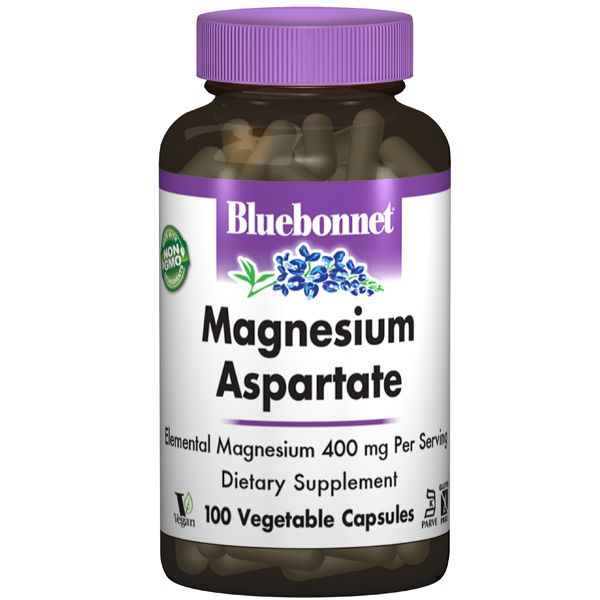 A bottle of Bluebonnet Magnesium Aspartate 400 mg