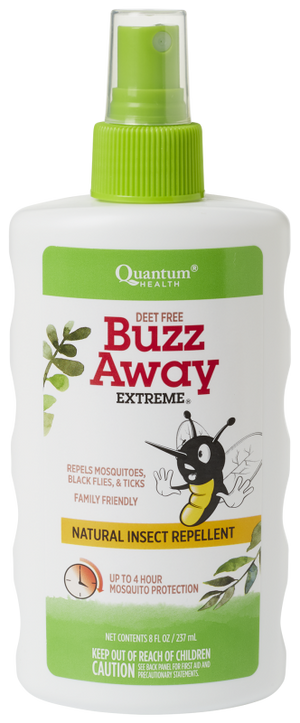 A bottle of Quantum Health Buzz Away Extreme® Spray
