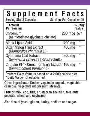 Supplement Facts for  Bluebonnet Targeted Choice® Blood Sugar Support