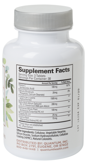 Supplement Facts for Quantum Health Super Lysine+® Tablets