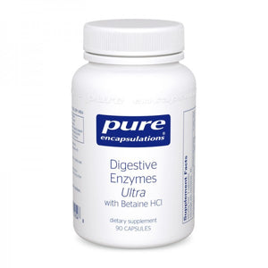 A bottle of Pure Digestive Enzymes Ultra with Betaine HCl
