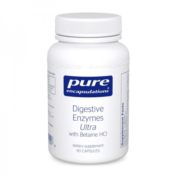 A bottle of Pure Digestive Enzymes Ultra with Betaine HCl