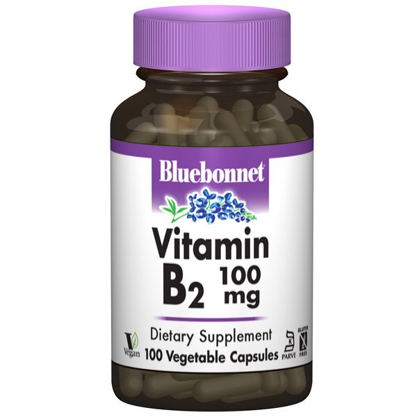 A bottle of Bluebonnet Vitamin B2 100 mg