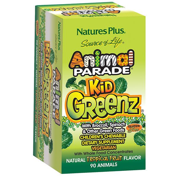 The package for Nature's Plus Animal Parade® KidGreenz® Childrens Chewables - Tropical Fruit Flavor