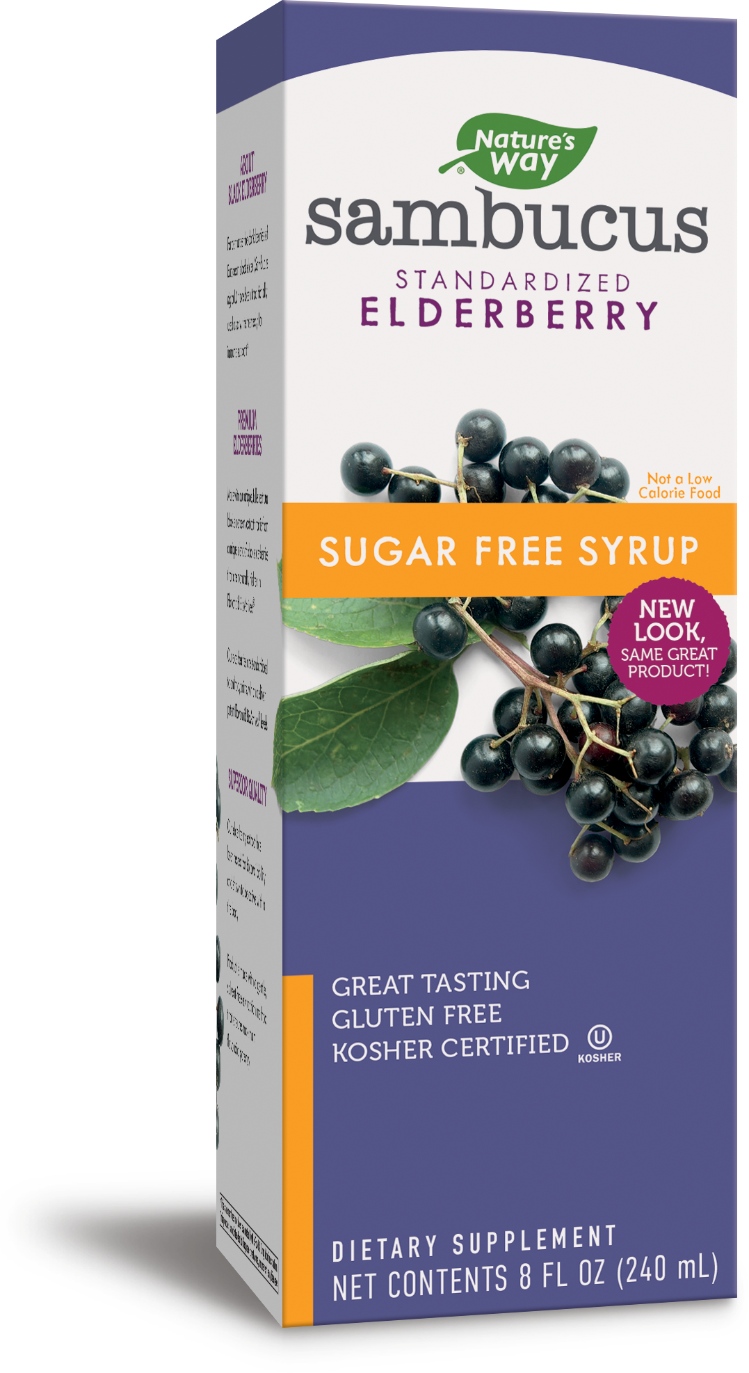 A package of Nature's Way Sambucus Sugar-Free Syrup
