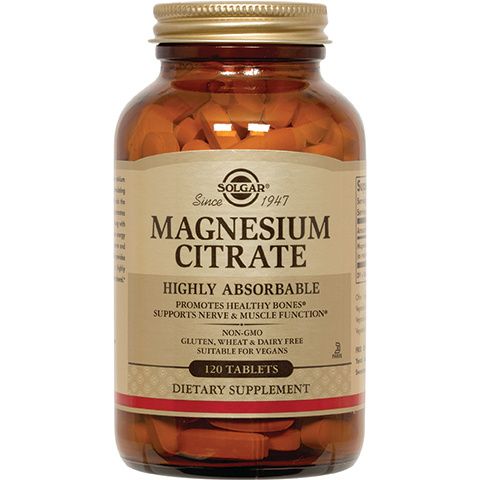 A bottle of Solgar Magnesium Citrate