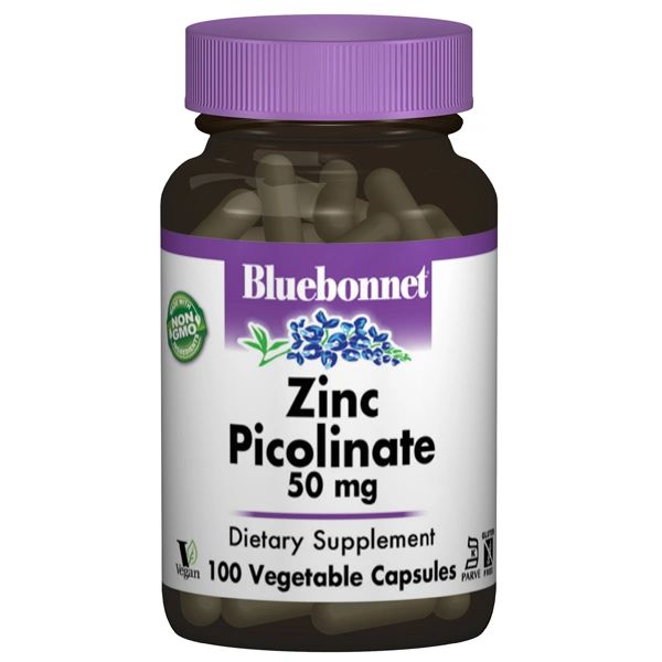 A bottle of Bluebonnet Zinc Picolinate 50 mg