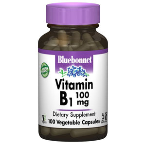 A bottle of Bluebonnet Vitamin B1 100 mg
