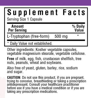Supplement Facts for Bluebonnet L-Tryptophan 500 mg