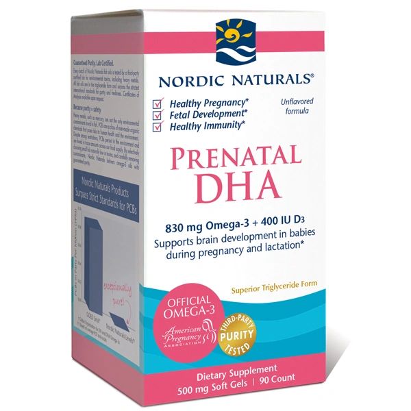 A bottle of Nordic Naturals Prenatal DHA