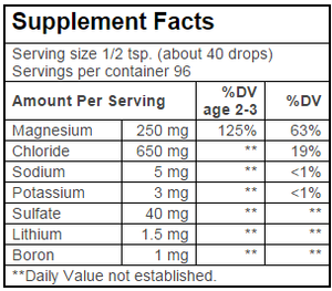 Supplement Facts for Trace Minerals ConcenTrace Trace Mineral Drops