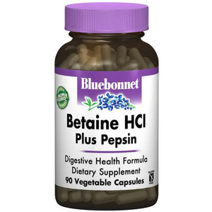 A bottle of Bluebonnet Betaine HCl Plus Pepsin