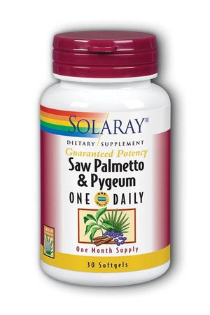 A bottle of Solaray Saw Palmetto & Pygeum One Daily