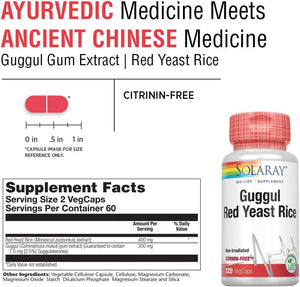 Guggul Red Yeast Rice - Solaray - 120 capsules