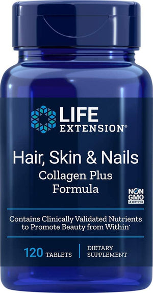 Hair, Skin & Nails Collagen Plus Formula Life Extension - 120 tablets
