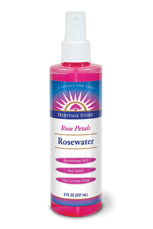 A bottle of Heritage Store Rosewater with Atomizer 8 fl oz 
