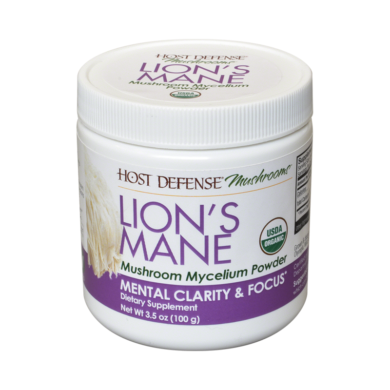 A jar of Host Defense Lion's Mane Powder