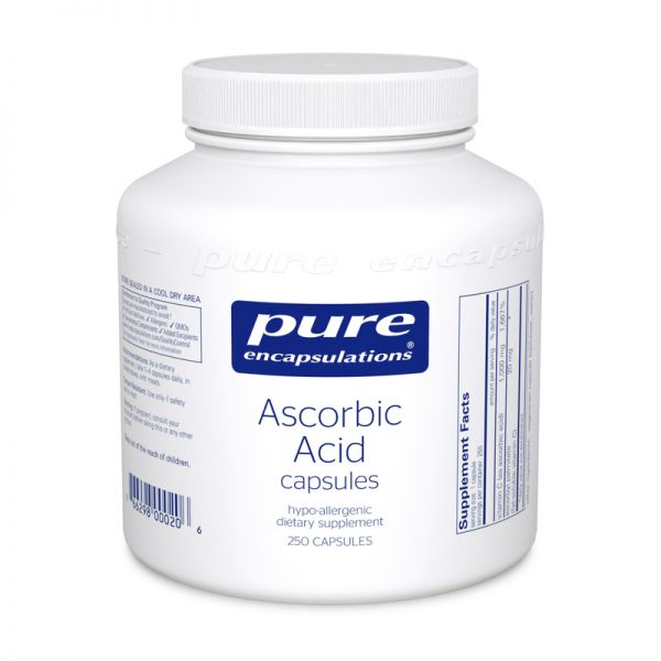 A bottle of Pure Ascorbic Acid Capsules