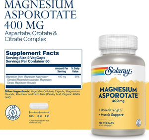 Magnesium Asporotate 400 mg - Solaray - supplement facts