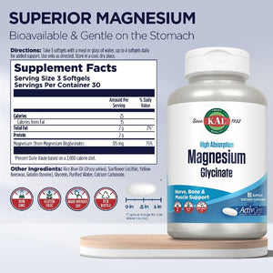 Magnesium Glycinate ActivGels - KAL - supplement facts