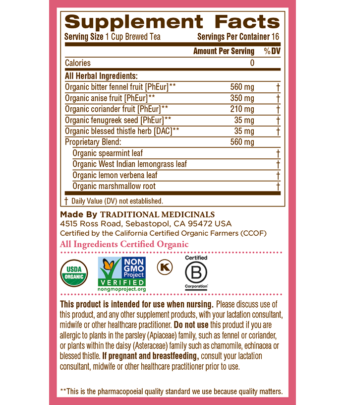 A box of Traditional Medicinals Organic Mother's Milk Tea