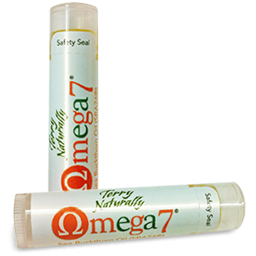 Two tubes of Terry Naturally Omega-7 Lip Balm