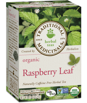 A box of Traditional Medicinals Organic Raspberry Leaf Tea