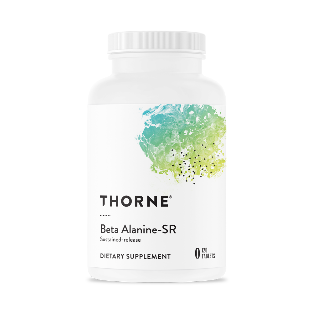 A bottle of Thorne Beta Alanine-SR