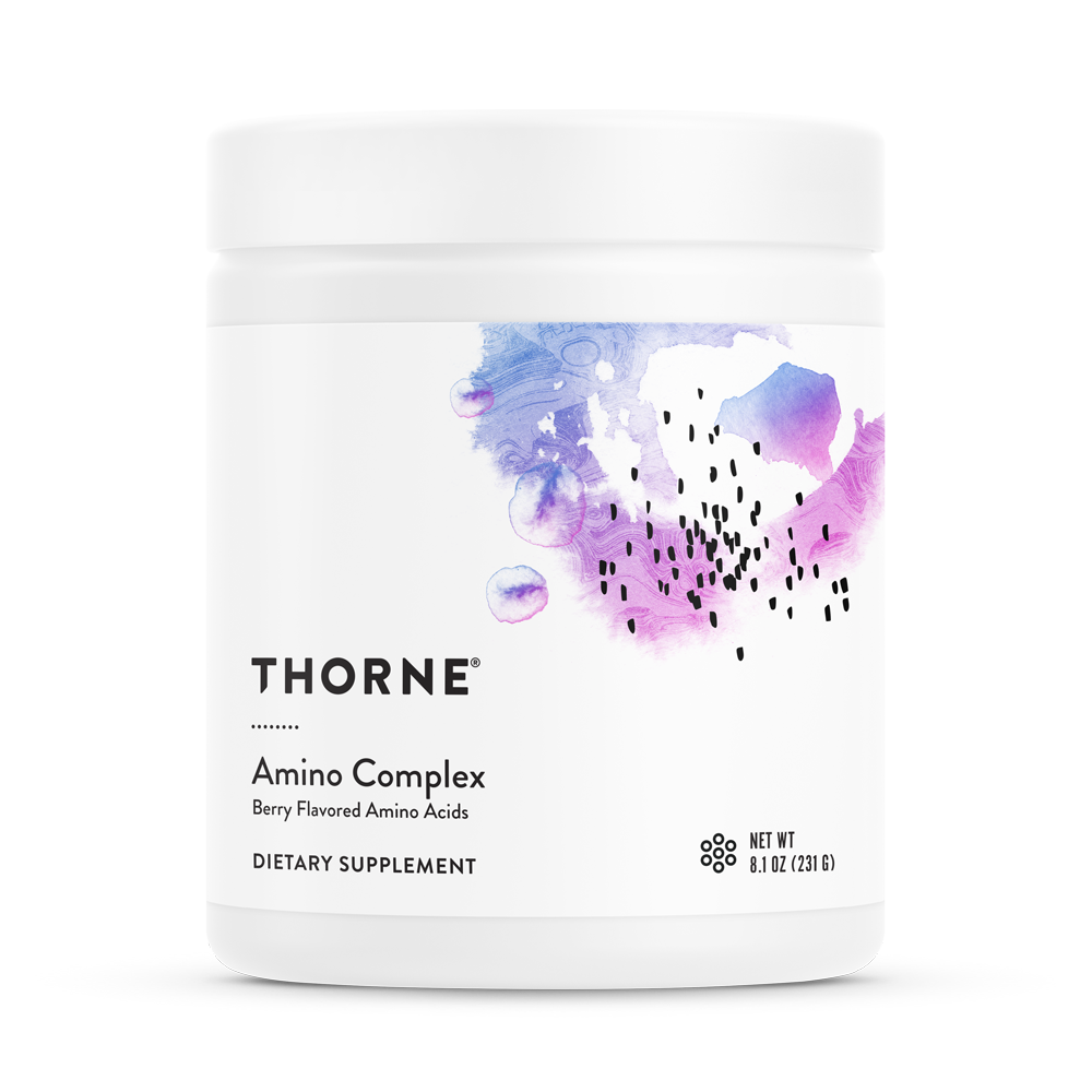 A jar of Thorne Amino Complex