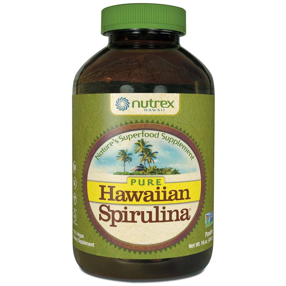 A bottle of Nutrex Hawaii Hawaiian Spirulina Powder - 16oz
