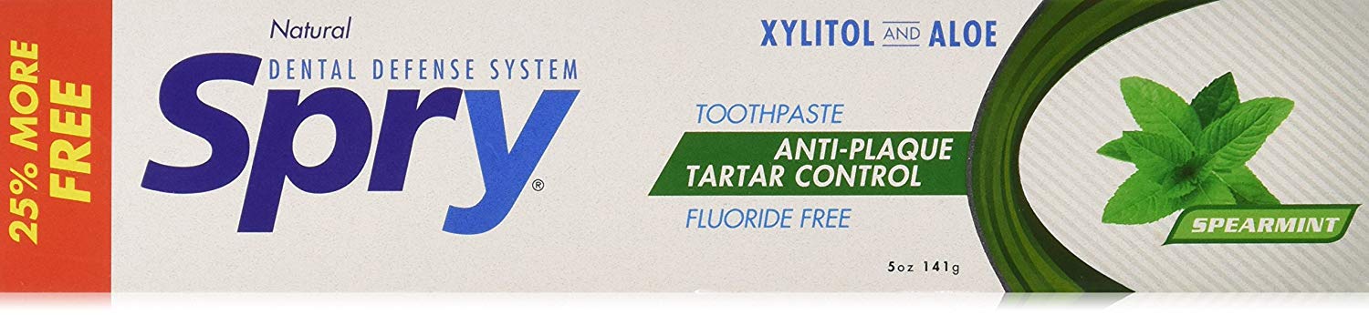 A package of Spry Toothpaste Spearmint