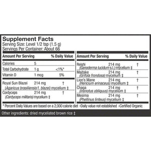 Supplement Facts for Host Defense Stamets 7® Powder