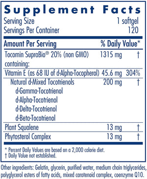 Tocomin SupraBio Tocotrienols 200mg Allergy Research Group 120 softgel