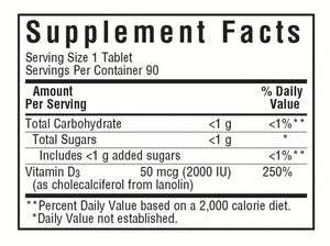 EarthSweet® Chewables Vitamin D3 2000 IU - Bluebonnet - supplement facts
