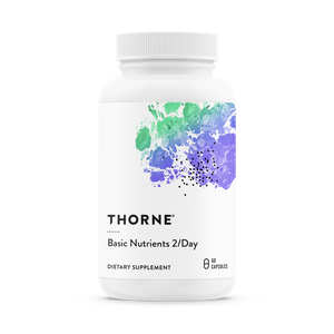 A bottle of Thorne Basic Nutrients 2/Day - NSF Certified for Sport